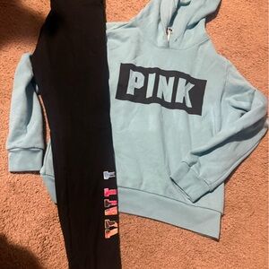 PINK Victoria's Secret Black Leggings with Multicolor Logo